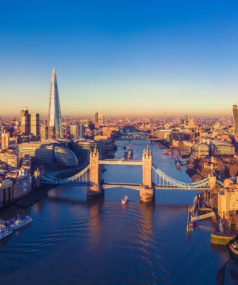 Blick auf die Skyline von London aus der Vogelperspektive